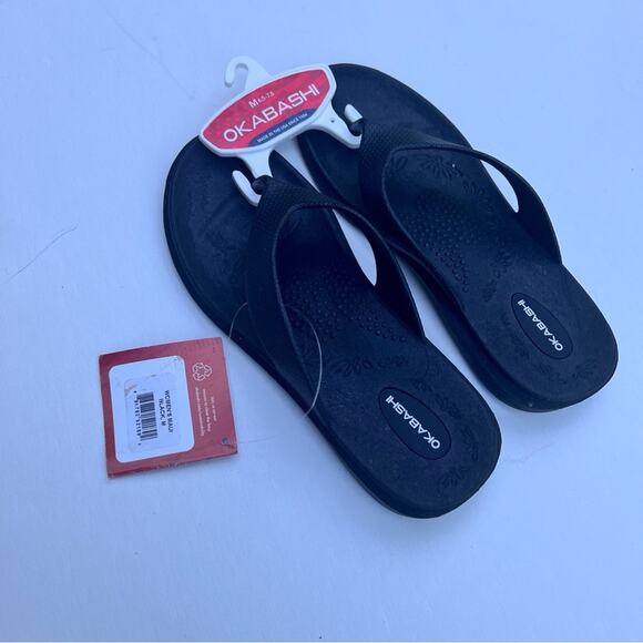 Okabashi Women’s Black Arch Support Non Slip Washable Every Day Sandals Sz M NWT - Picture 7 of 11